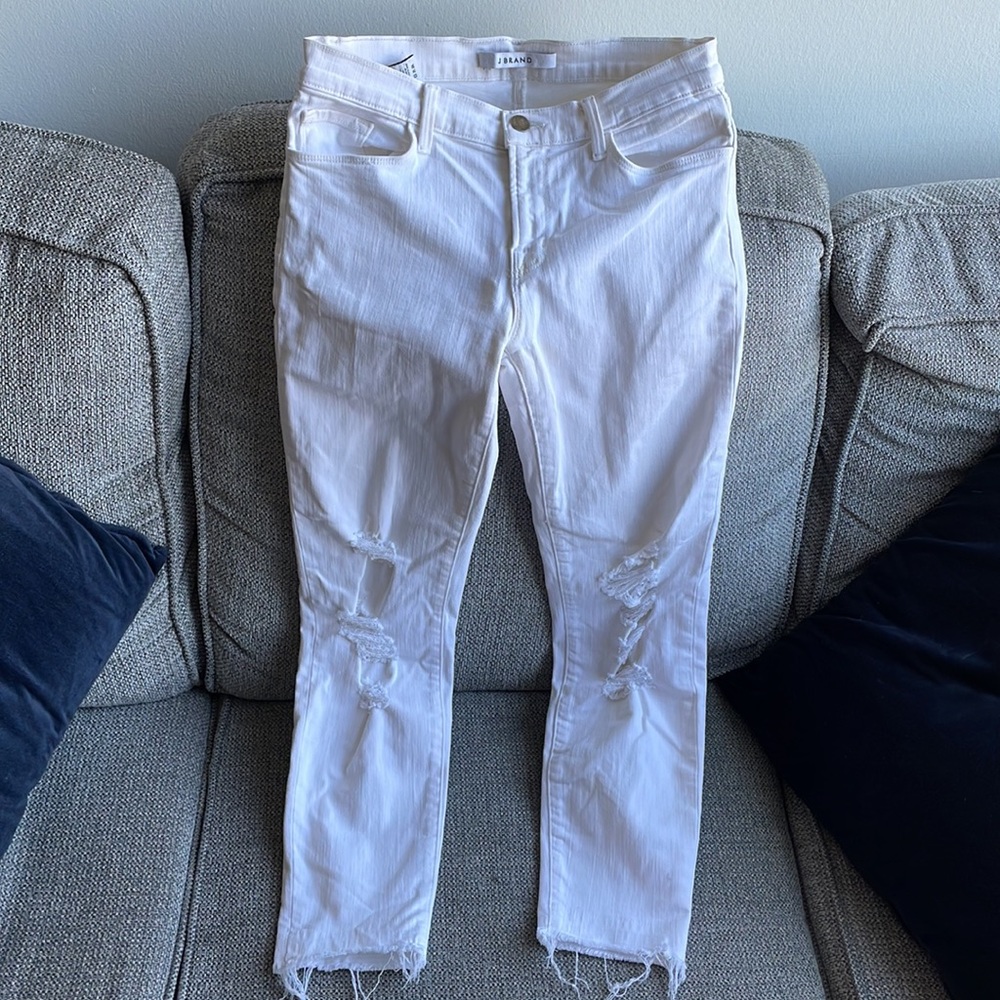 J Brand white ripped jeans